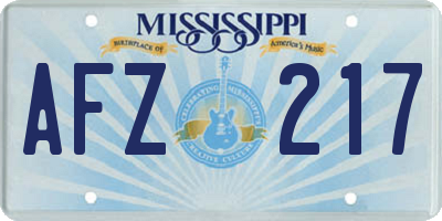 MS license plate AFZ217