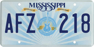 MS license plate AFZ218