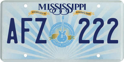 MS license plate AFZ222