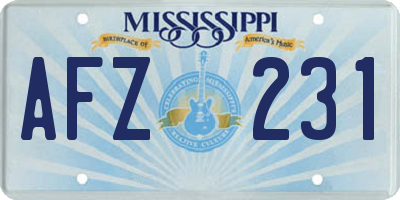 MS license plate AFZ231