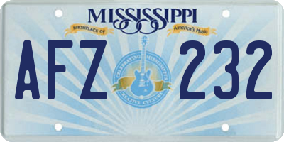 MS license plate AFZ232