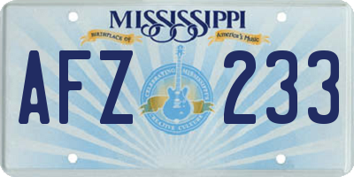 MS license plate AFZ233