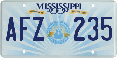 MS license plate AFZ235