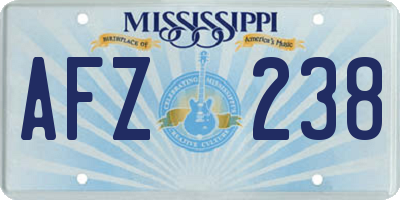 MS license plate AFZ238