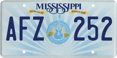 MS license plate AFZ252