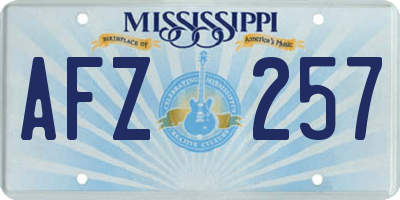 MS license plate AFZ257