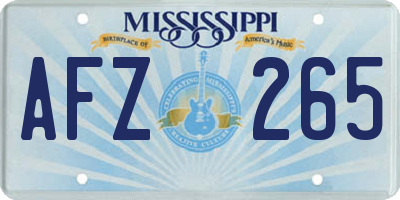MS license plate AFZ265