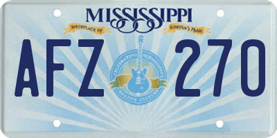 MS license plate AFZ270
