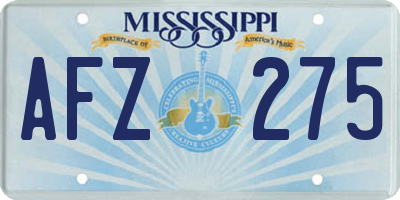 MS license plate AFZ275