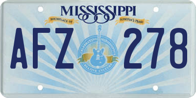 MS license plate AFZ278