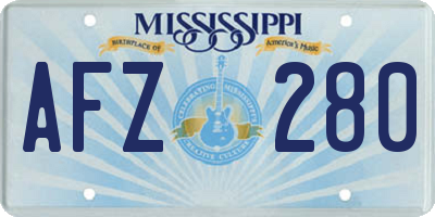 MS license plate AFZ280