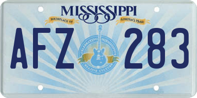 MS license plate AFZ283