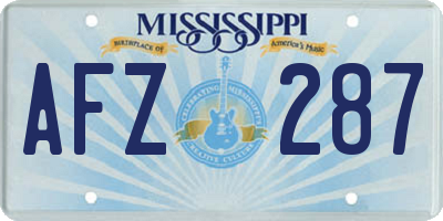 MS license plate AFZ287
