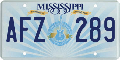 MS license plate AFZ289