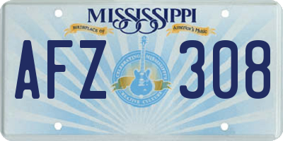 MS license plate AFZ308