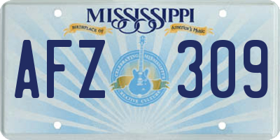 MS license plate AFZ309