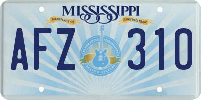 MS license plate AFZ310