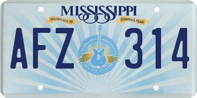 MS license plate AFZ314