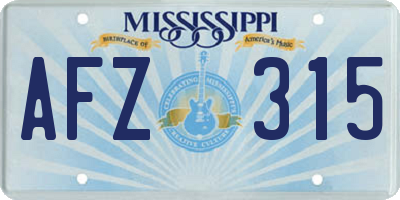 MS license plate AFZ315
