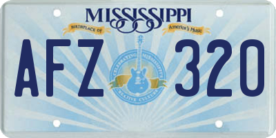 MS license plate AFZ320