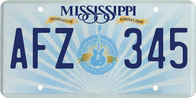 MS license plate AFZ345