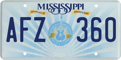 MS license plate AFZ360