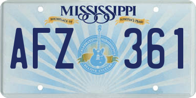 MS license plate AFZ361