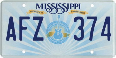 MS license plate AFZ374