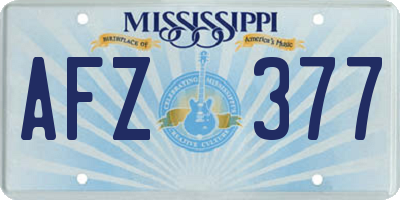 MS license plate AFZ377