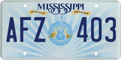 MS license plate AFZ403
