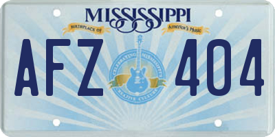 MS license plate AFZ404