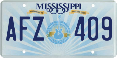 MS license plate AFZ409