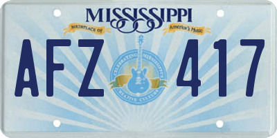 MS license plate AFZ417