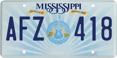 MS license plate AFZ418