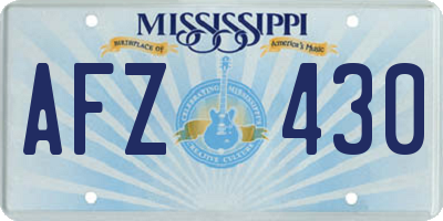 MS license plate AFZ430