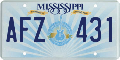 MS license plate AFZ431