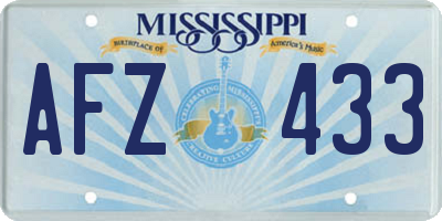 MS license plate AFZ433
