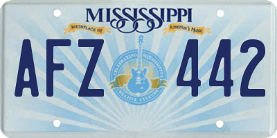MS license plate AFZ442