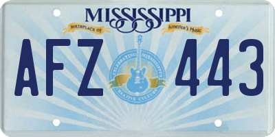 MS license plate AFZ443