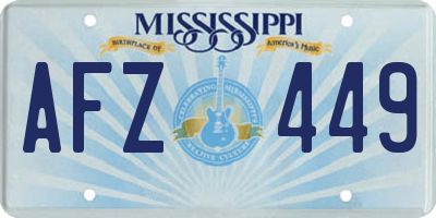 MS license plate AFZ449