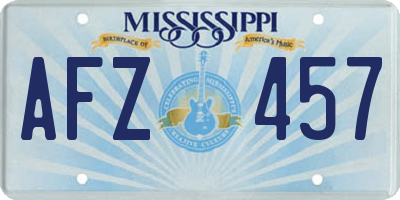 MS license plate AFZ457
