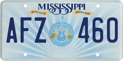 MS license plate AFZ460