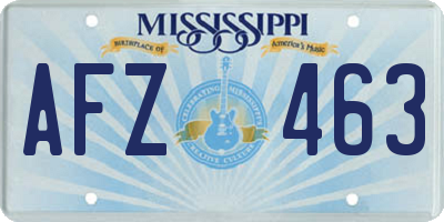 MS license plate AFZ463