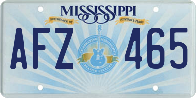 MS license plate AFZ465
