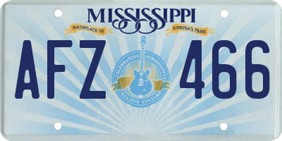 MS license plate AFZ466