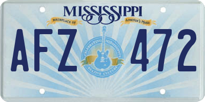 MS license plate AFZ472