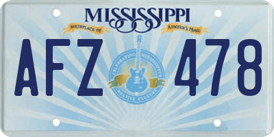 MS license plate AFZ478