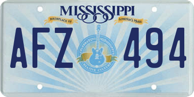 MS license plate AFZ494