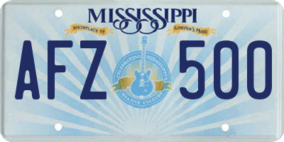 MS license plate AFZ500