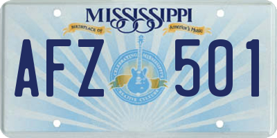 MS license plate AFZ501